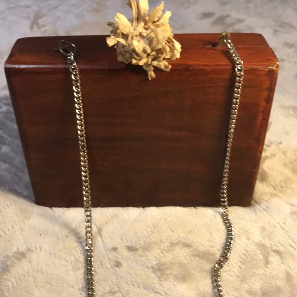 Solid wood “cigar box” crossbody purse
